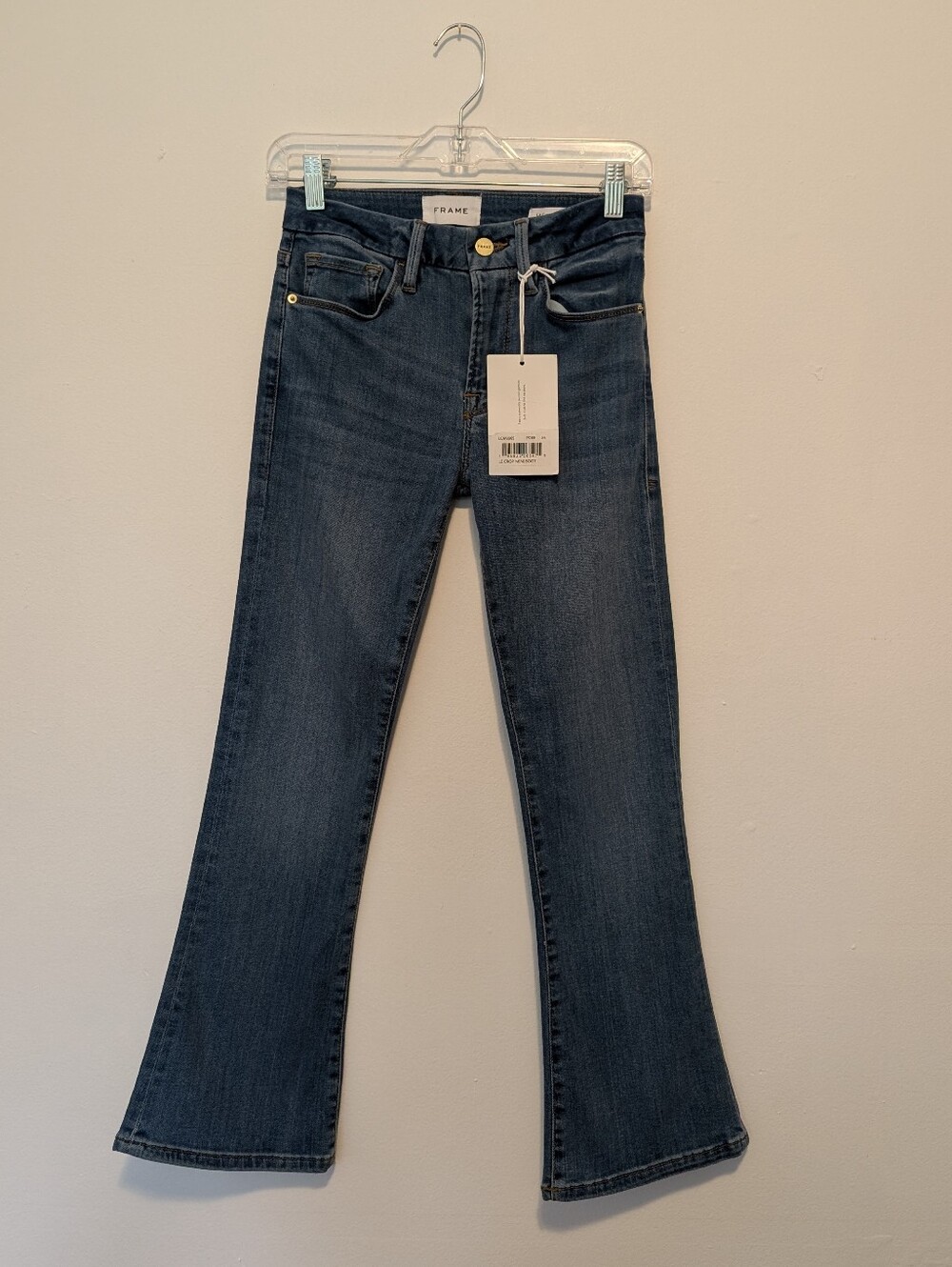 NWT FRAME Denim Le Crop Mini Boot Mid Rise Cropped Jeans Poe Medium Wash 24